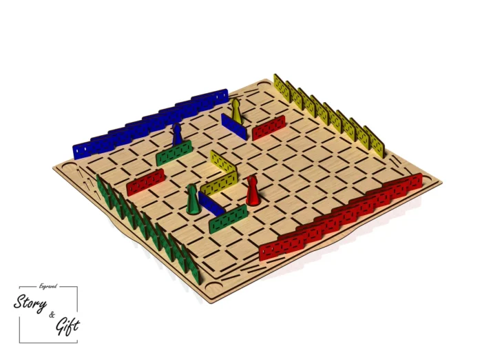 Board game - Wood game - Quoridor - Laser cut file - DXF, SVG, CDR - 3mm and 4mm